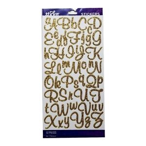 Gold Glitter Alphabet Stickers (52 Pieces)